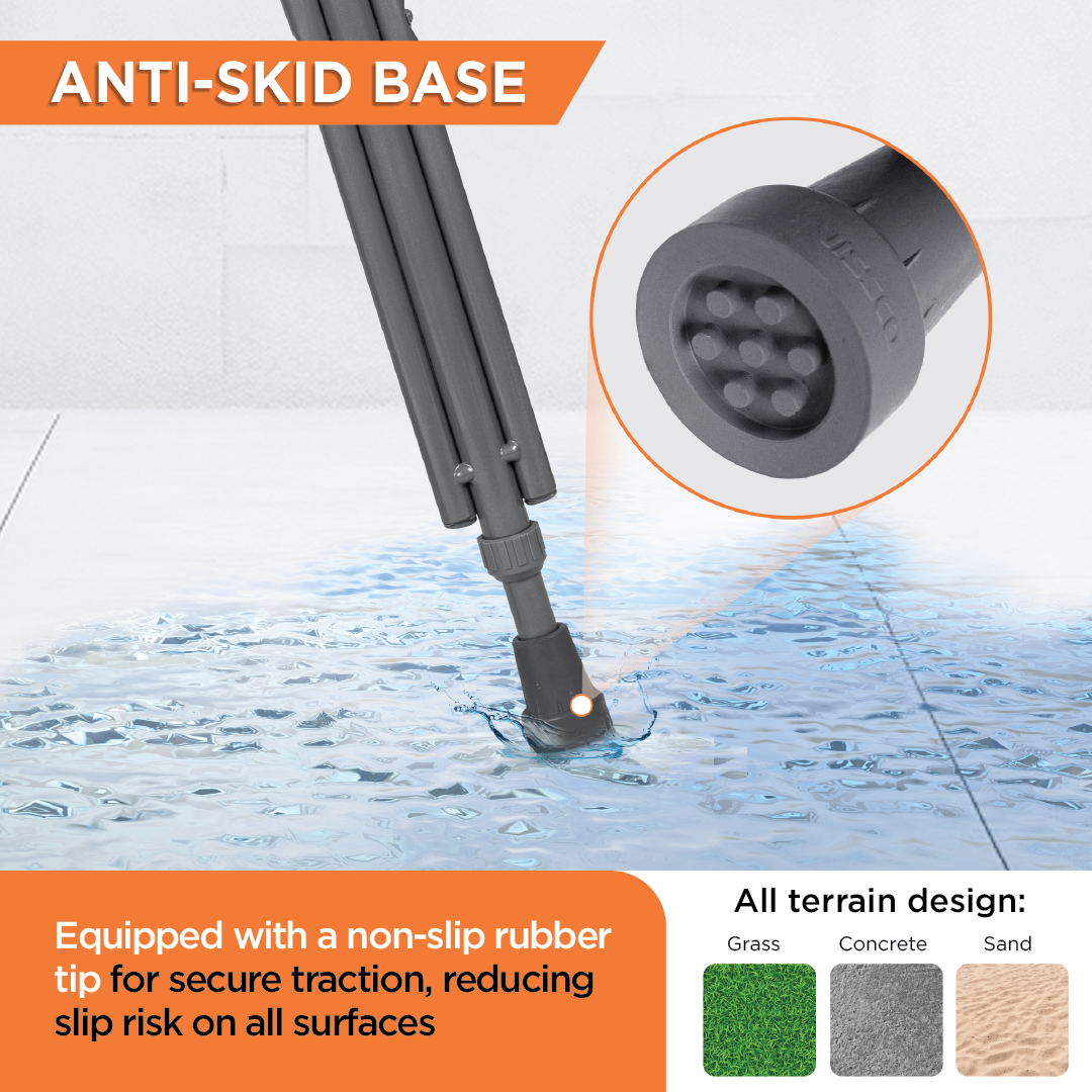 Vissco Astra Under Arm Crutches | Adjustable Elbow Support & Height | Light Weight | PVC grip Handle (1 Pair) | Color (Grey)