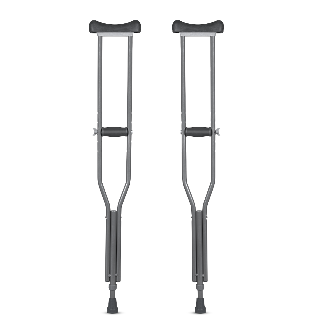 Vissco Astra Under Arm Crutches | Adjustable Elbow Support & Height | Light Weight | PVC grip Handle (1 Pair) | Color (Grey)