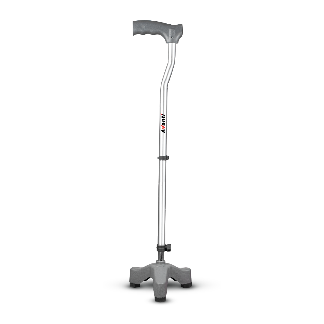 Vissco Avanti L Shape Tripod Stick for Physically Challeged | Light Weight & Adjustable Height (Grey)