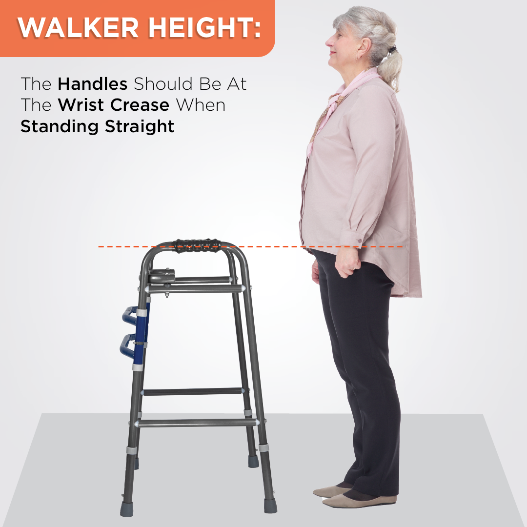 Vissco Medipedic Walker Plain (Double Bar) | Mild Steel | Height Adjustable | Light Weight | Premium Grade Rubber Shoes & PVC Grip (Grey)