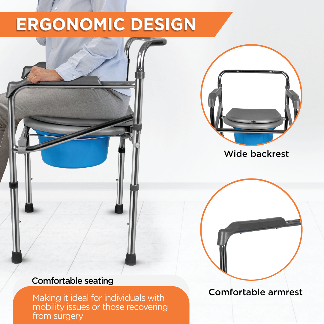 Vissco Comfort Chrome Folding Commode Chair