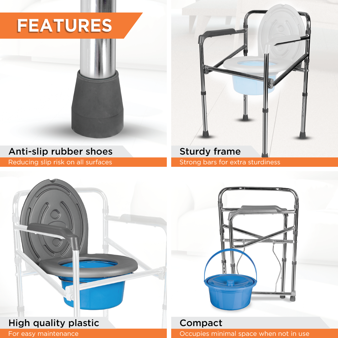 Vissco Comfort Chrome Folding Commode Chair