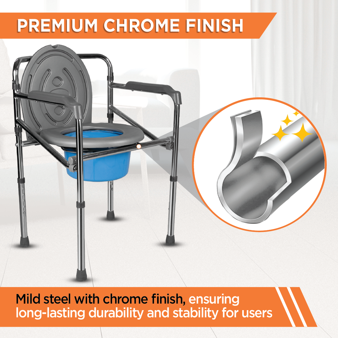 Vissco Comfort Chrome Folding Commode Chair