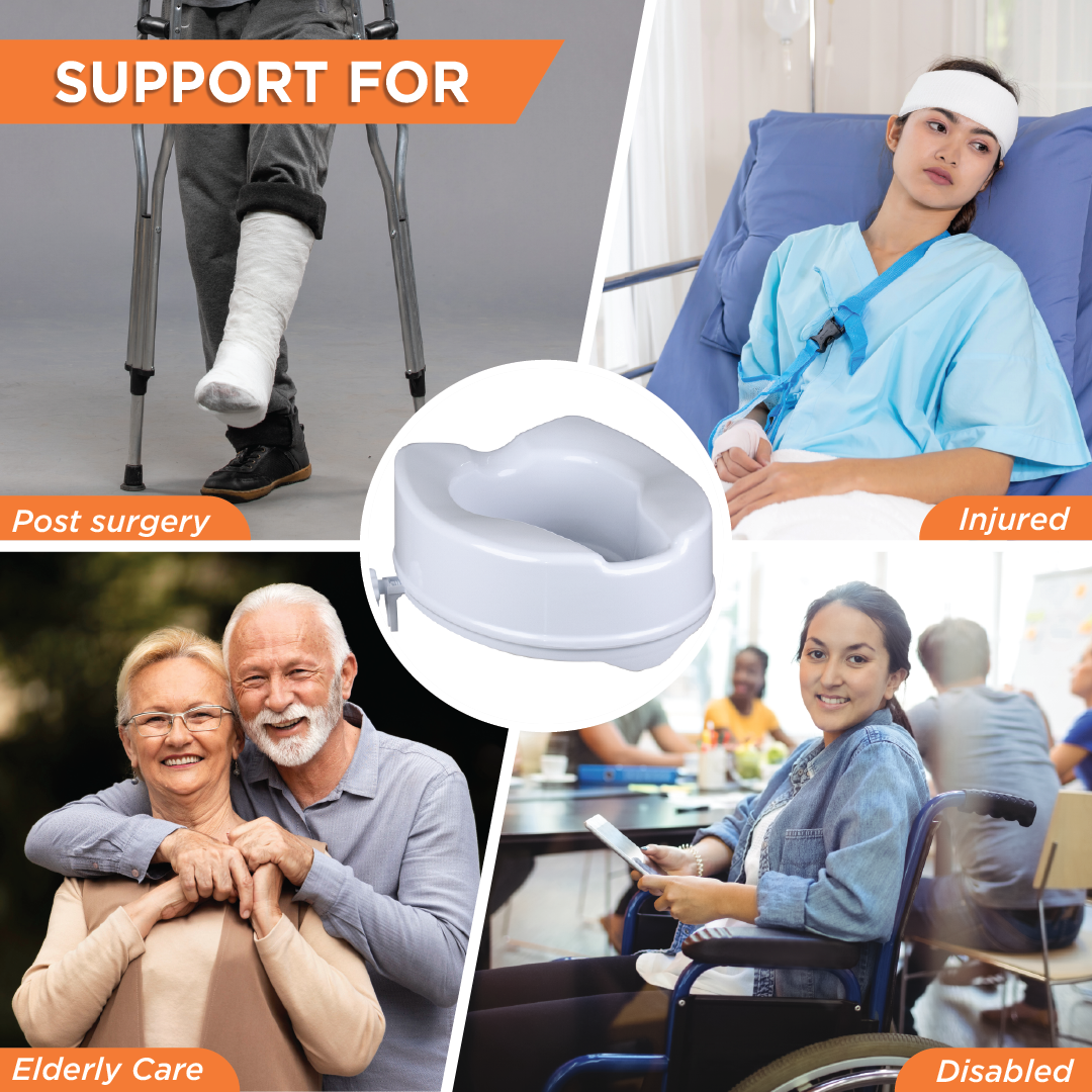 Vissco Comfort Commode Elevated Seat (2 / 4 / 6 Inch Height) Without Lid | Portable, Lightweight Commode Raiser (White)