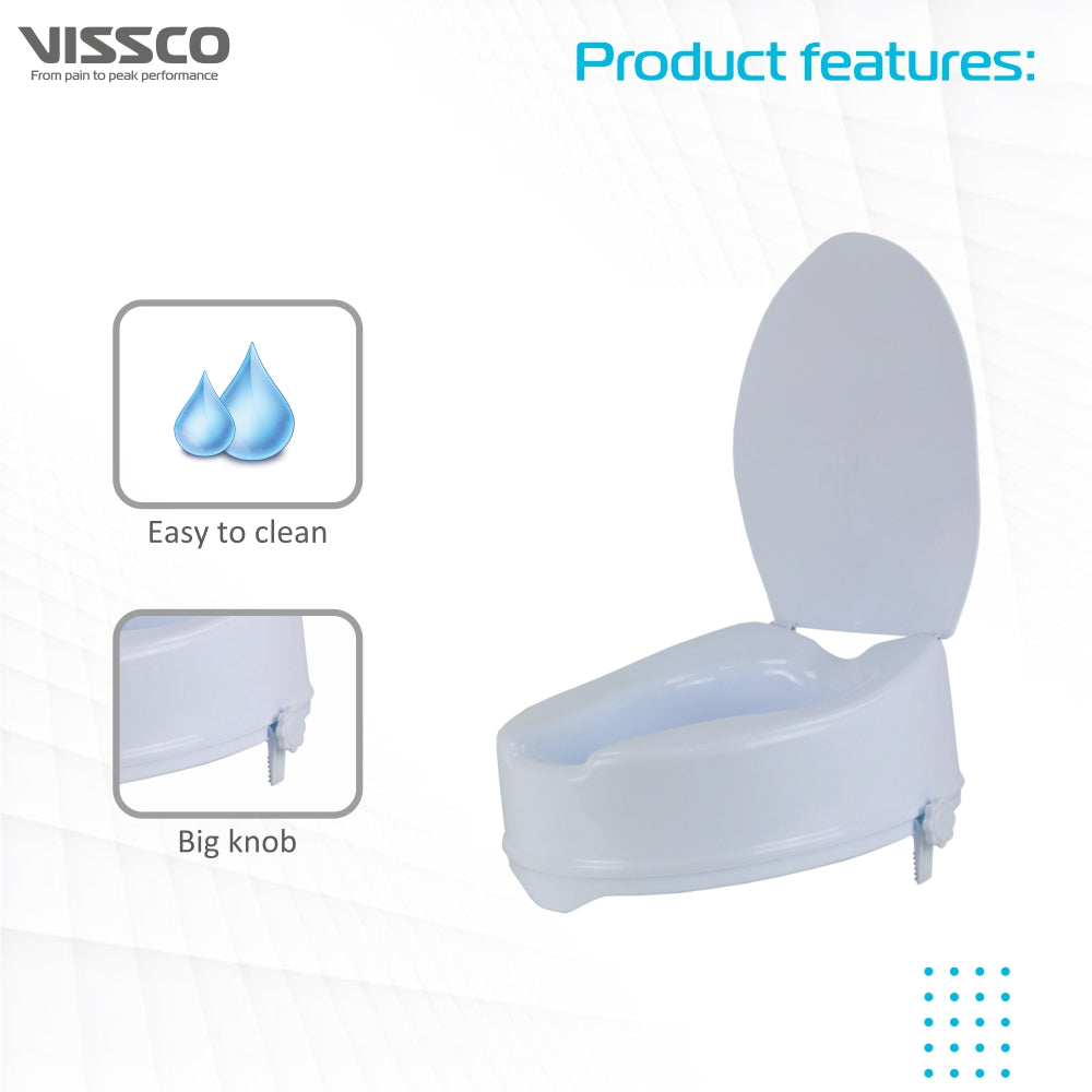 Vissco Comfort Elevated Commode Seat (6 Inch Height) With Lid |Lightweight | Portable |Comfortable Commode raiser (White)