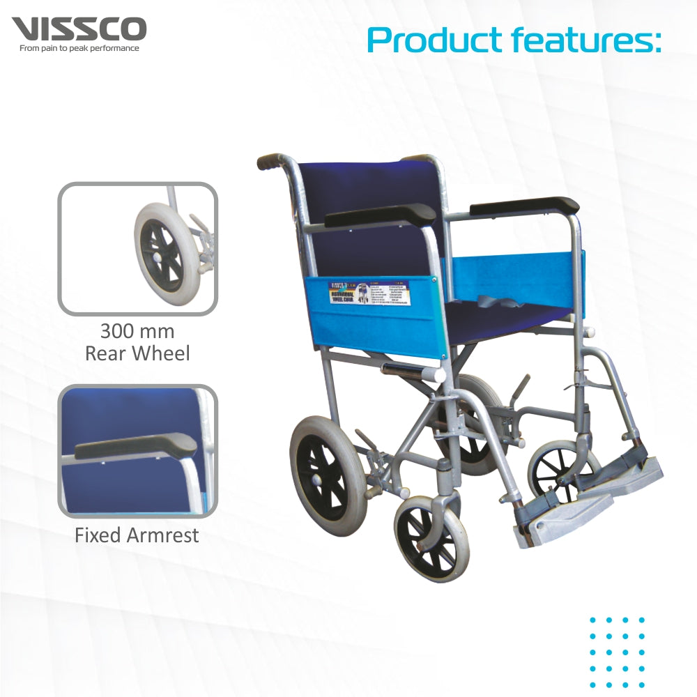 Vissco Institutional Wheel Chair with 300mm Rear Wheel
