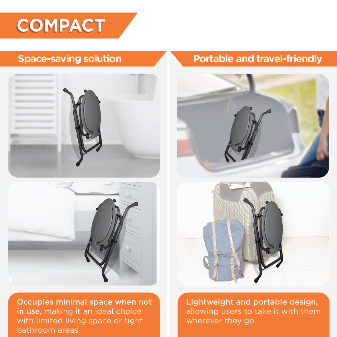 Vissco Comfort - Medipedic Commode | Foldable Commode | Light Weight | 100Kg Weight Bearig Capacity (Grey)