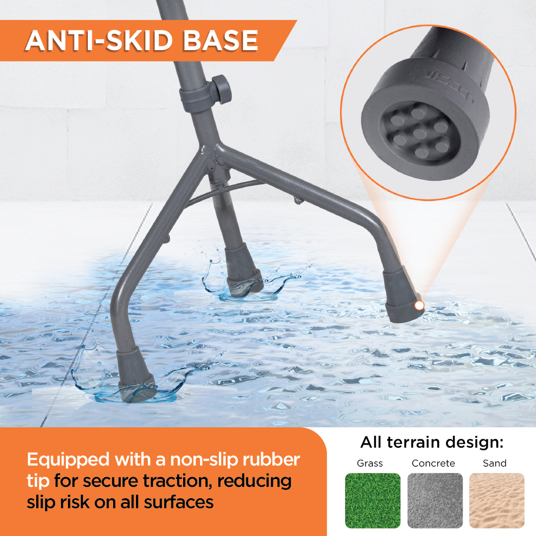Vissco Medipedic U Shape Tripod Stick for Physically Challenged| Light Weight & Adjustable Height (Grey)
