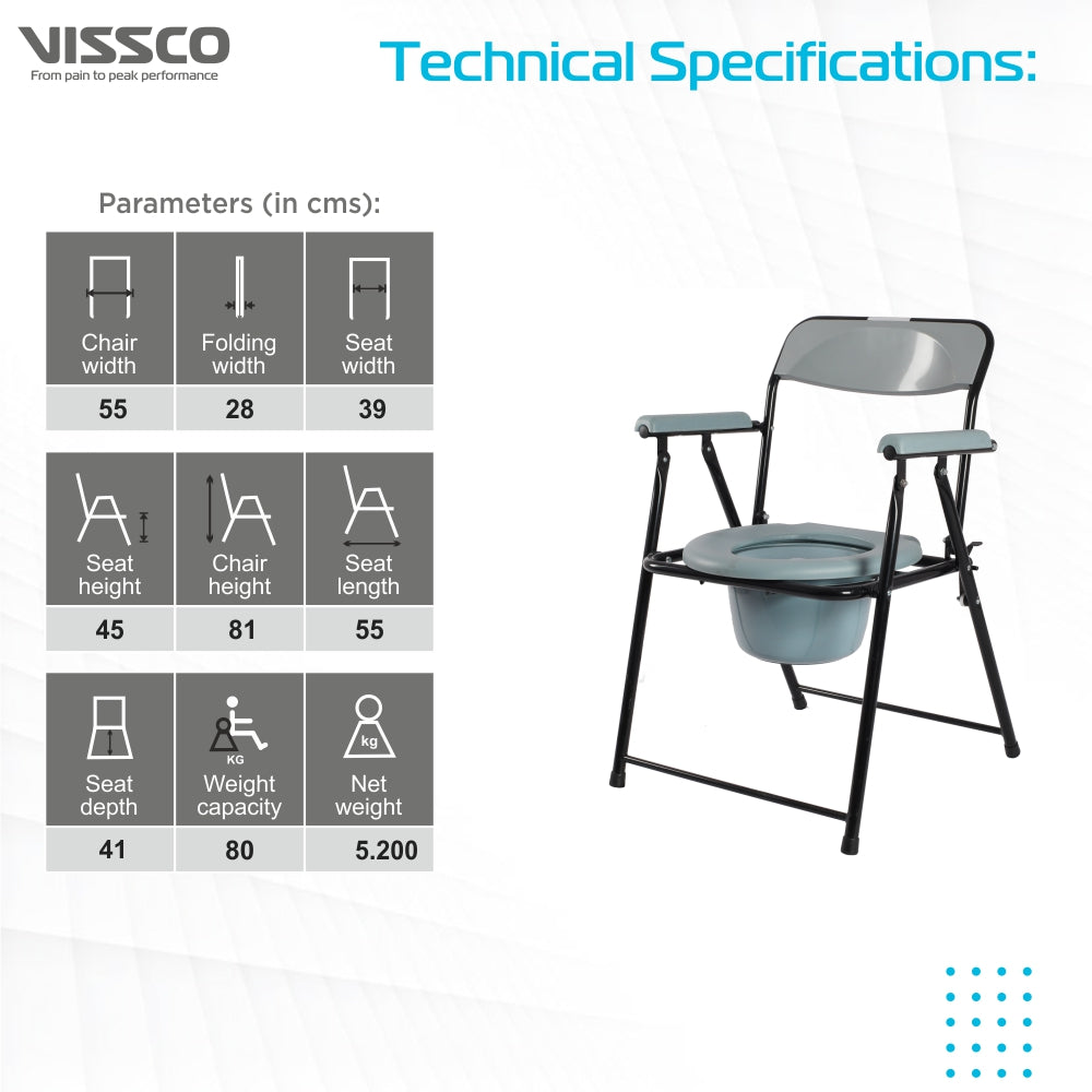 Vissco Comfort Steel Folding Commode Chair