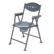 Vissco Comfort Steel Folding Commode Chair for Elderly, Patients & Disabled | Height Adjustable, Portable Toilet Chair with Armrest & Non-Slip Legs | Foldable, Pre-Assembled, 80kg Weight Capacity