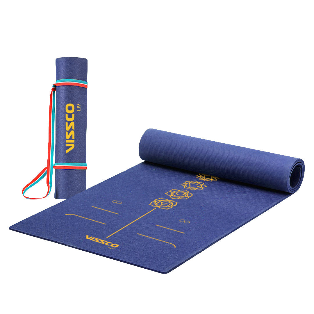 Vissco Seven Chakras Alignment Yoga Mat | TPE material | Sweat Resistant | Anti-Slip | 72″ x 24″ | Thickness 6mm