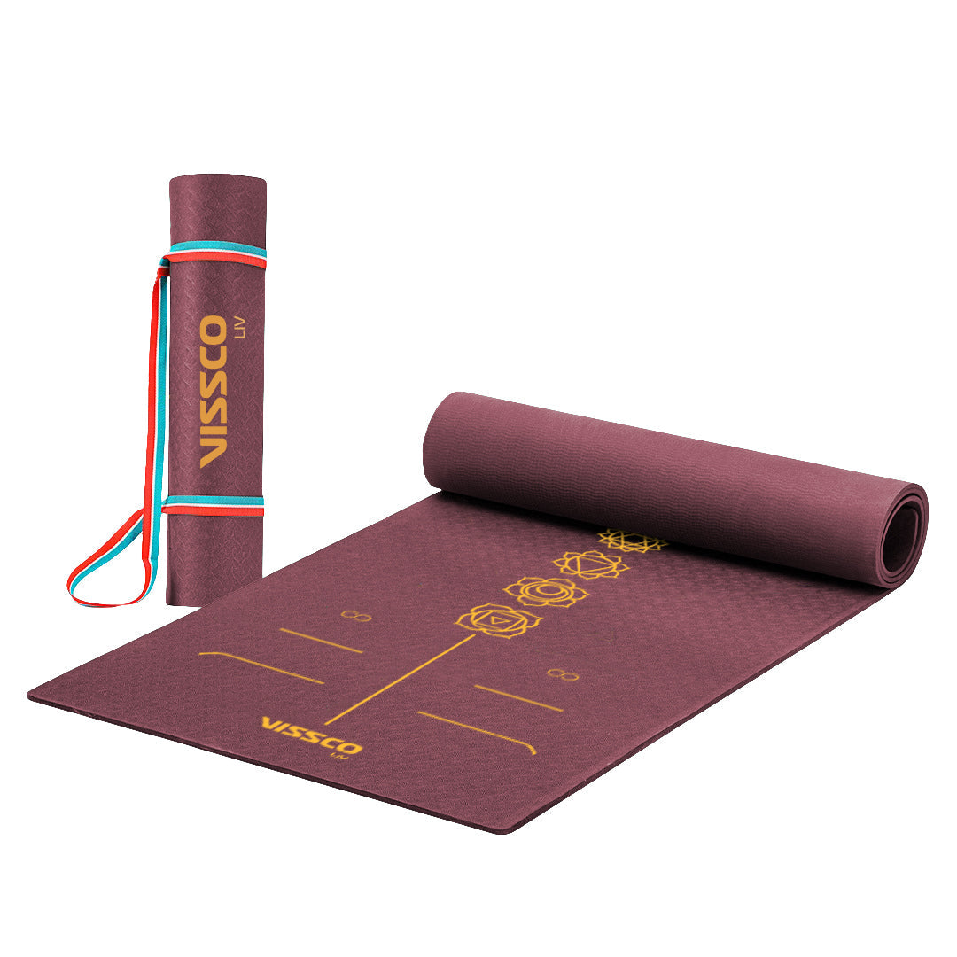 Vissco Seven Chakras Alignment Yoga Mat | TPE material | Sweat Resistant | Anti-Slip | 72″ x 24″ | Thickness 6mm