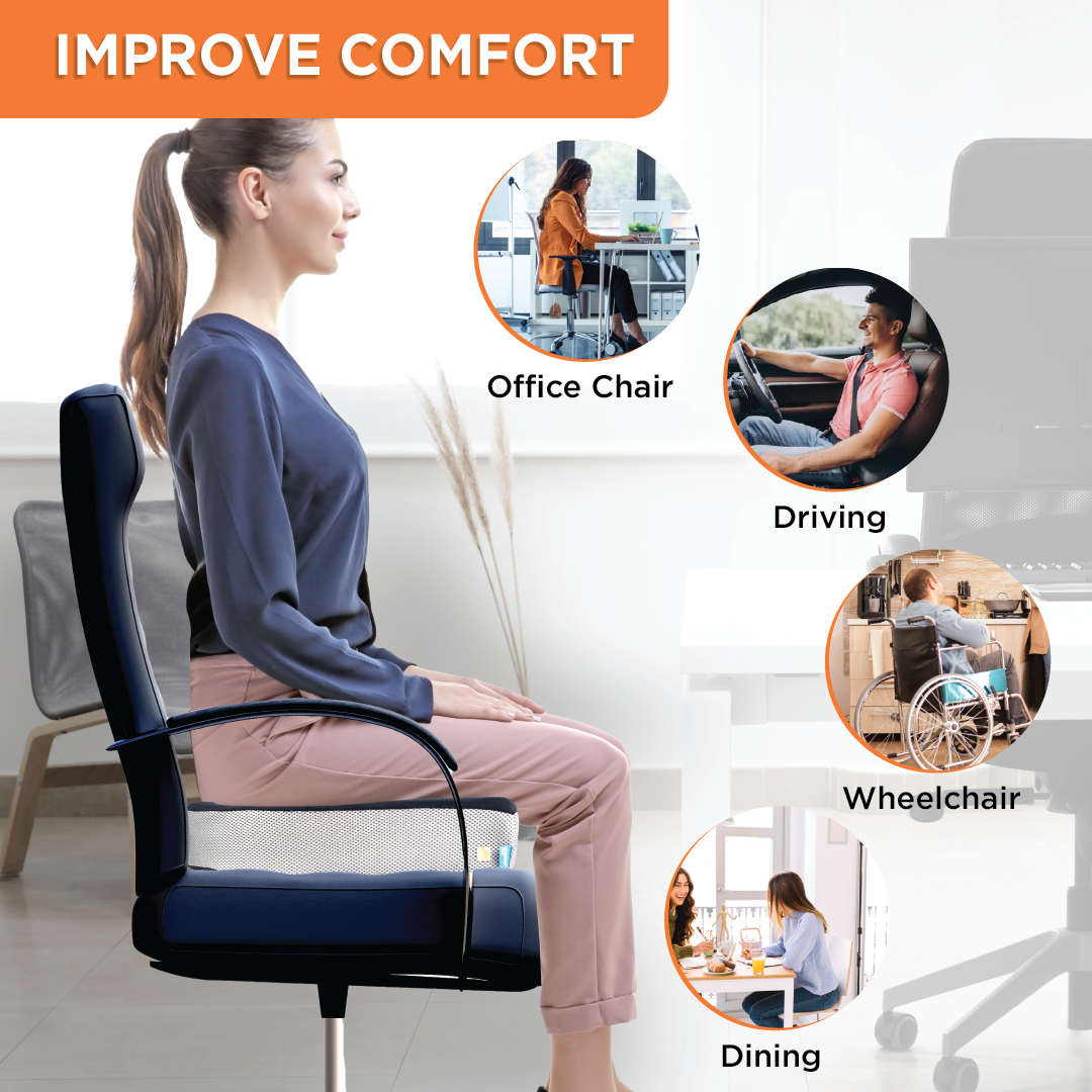 Vissco Orthopaedic Coccyx Cushion Seat | For Lower Back & Tailbone Pain Reliever | Useful on a Car Seat / Office Chair (Grey)