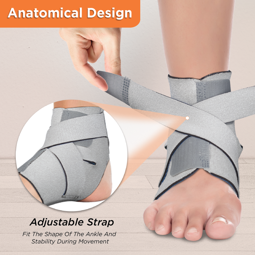 Vissco Neoprene Ankle Support | Provides Optimum Compression & Support to the Ankle (Grey)