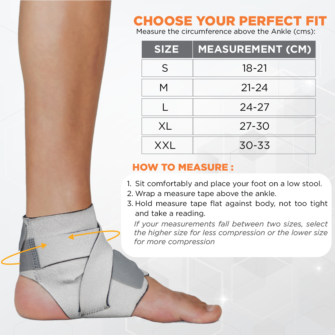 Vissco Neoprene Ankle Support | Provides Optimum Compression & Support to the Ankle (Grey)