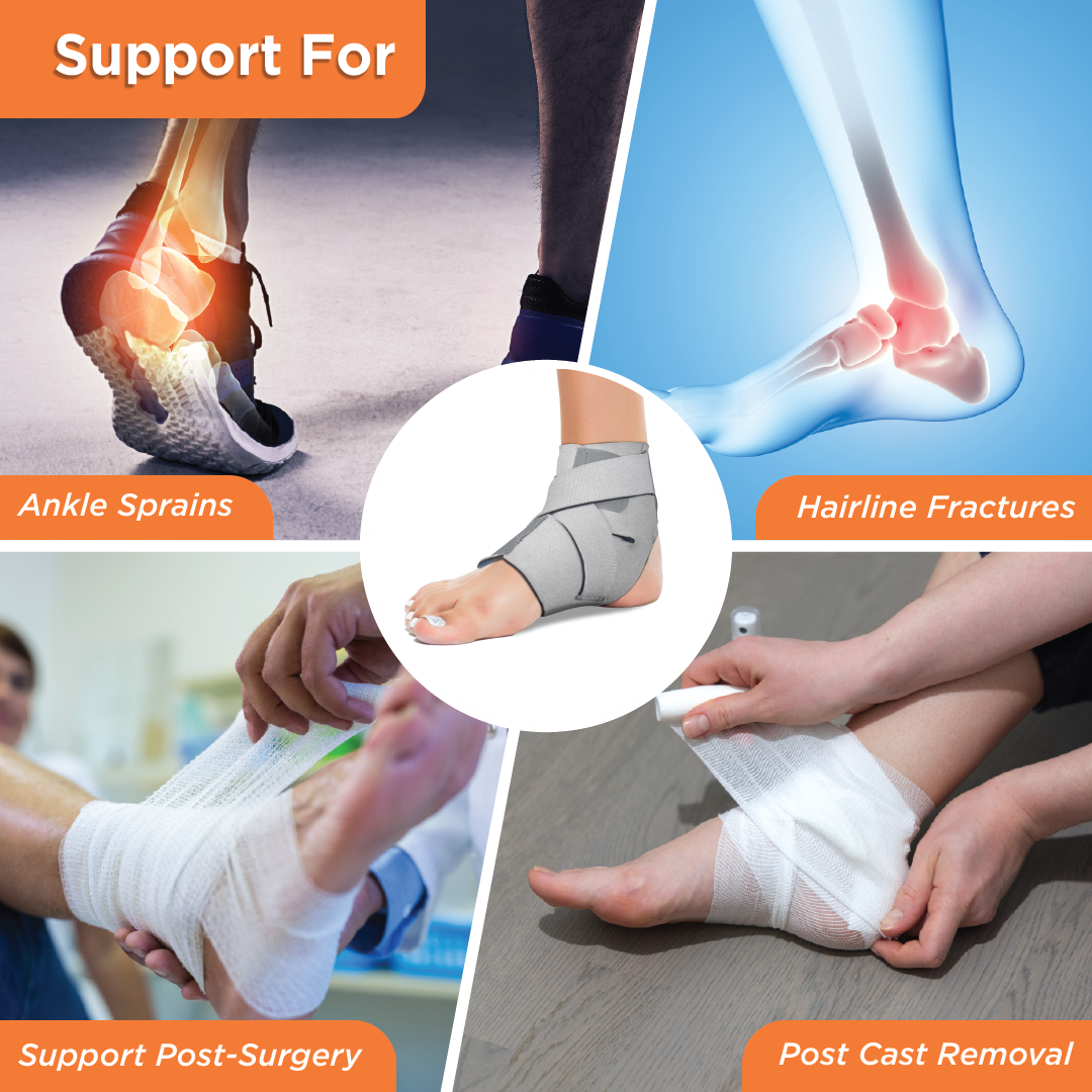 Vissco Neoprene Ankle Support | Provides Optimum Compression & Support to the Ankle (Grey)
