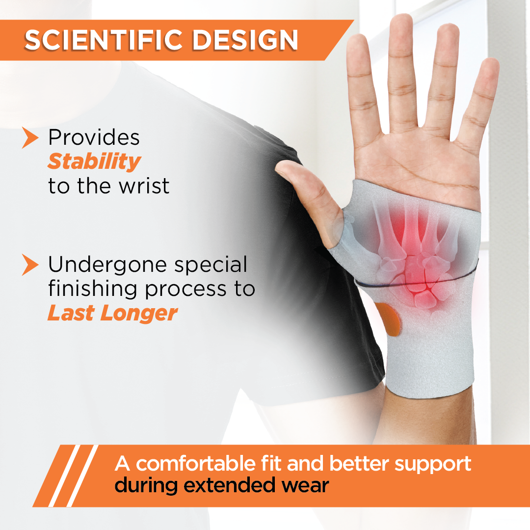 Vissco Neoprene Wrist Brace | Provides Compression & Support to the Wrist - Grey