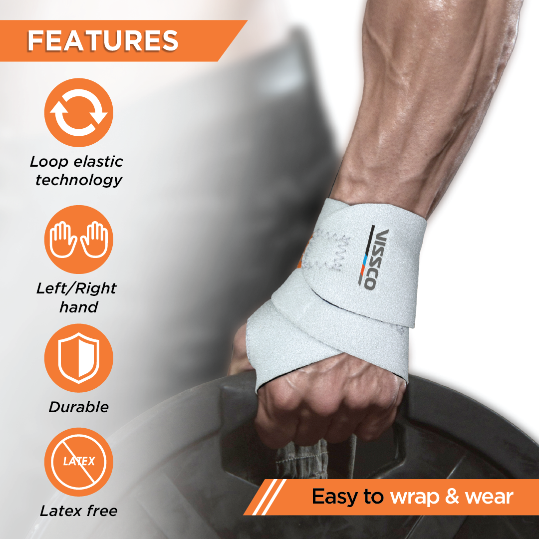 Vissco Neoprene Wrist Brace | Provides Compression & Support to the Wrist - Grey