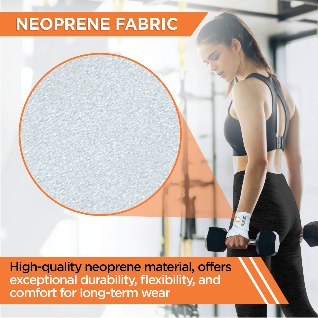 Vissco Neoprene Wrist Brace | Provides Compression & Support to the Wrist - Grey