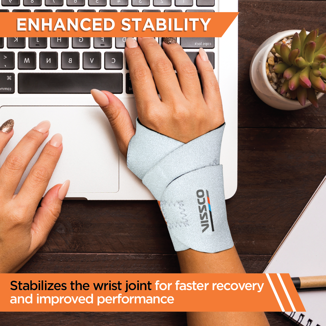 Vissco Neoprene Wrist Brace | Provides Compression & Support to the Wrist - Grey