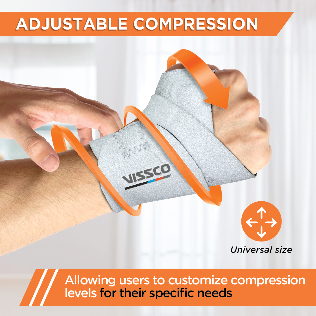 Vissco Neoprene Wrist Brace | Provides Compression & Support to the Wrist - Grey