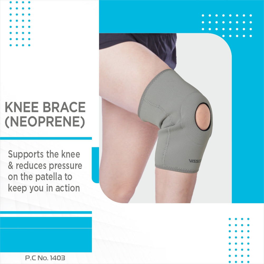 Vissco Neoprene Knee Brace /Patella | Supports the Knee & Reduces Pressure on the Patella (Grey)