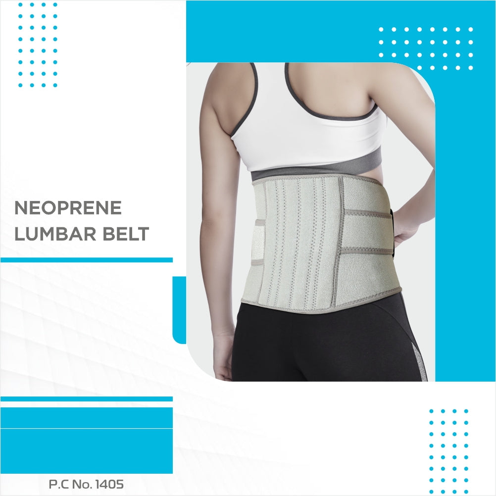 Vissco Neoprene Lumbar Belt 9" | Supports the Lumbar Spine | Corrects Posture & Relieves Back Pain (Grey)