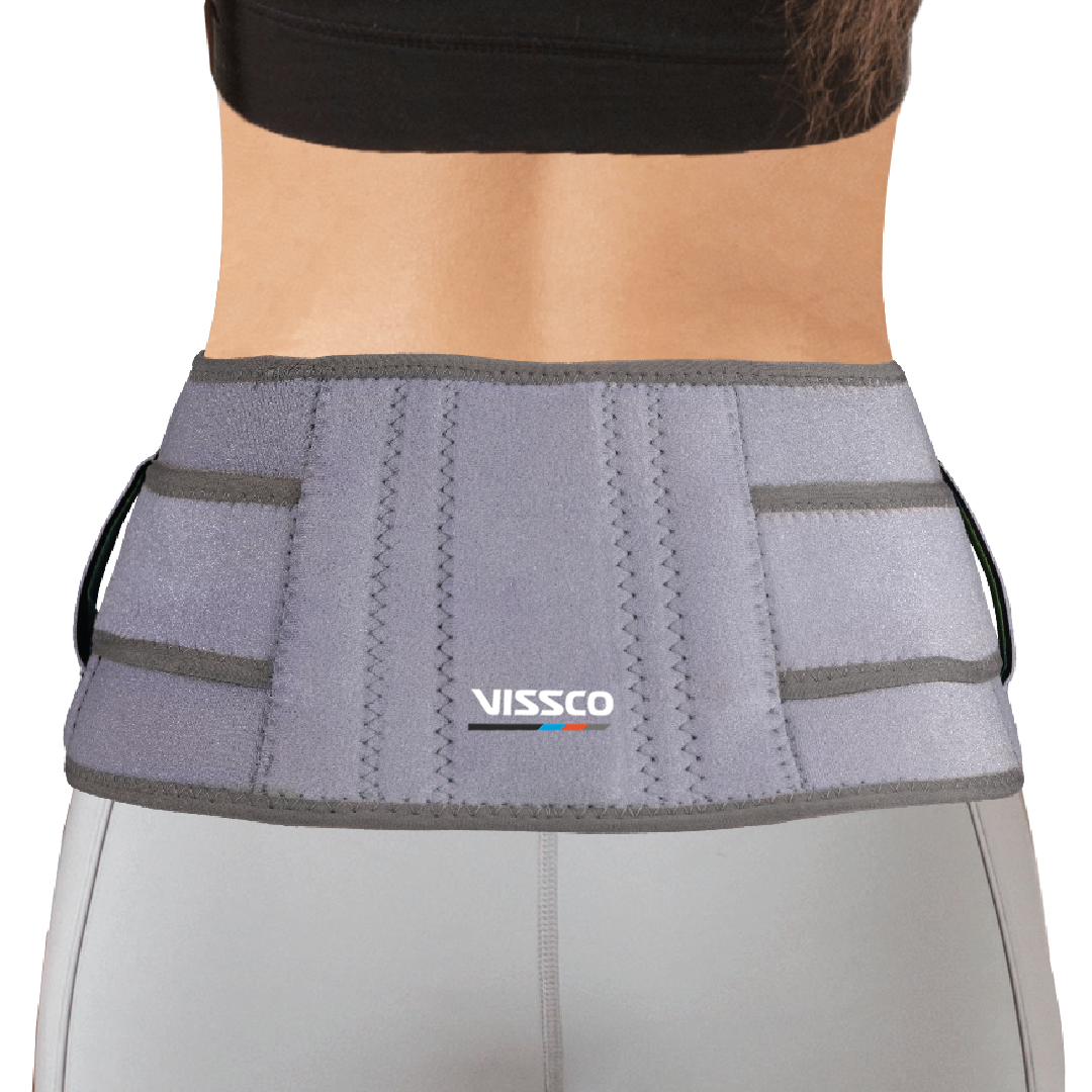 Vissco Neoprene Back Support Belt 6" | Supports the Lumbar Spine | Corrects Posture & Relieves Back Pain (Grey)