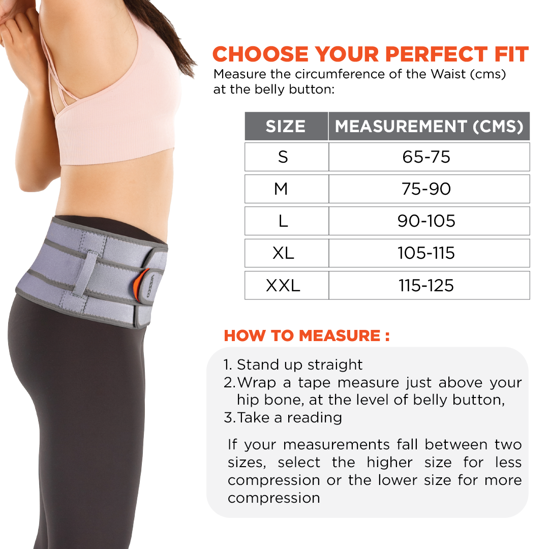 Vissco Neoprene Back Support Belt 6" | Supports the Lumbar Spine | Corrects Posture & Relieves Back Pain (Grey)
