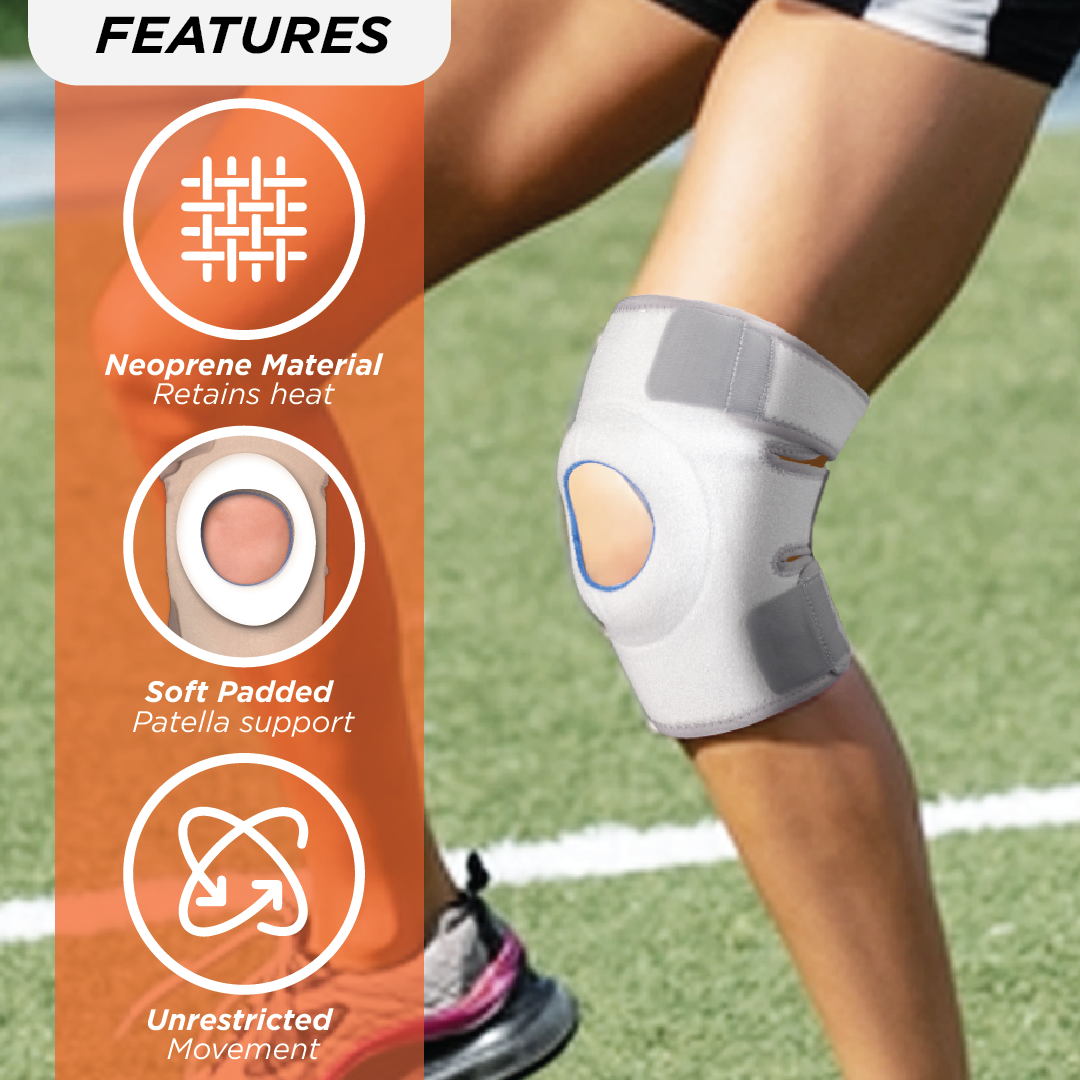 Vissco Neoprene Knee Cap | Ideal mild support for free Knee movement | Color- Grey (Single Piece)