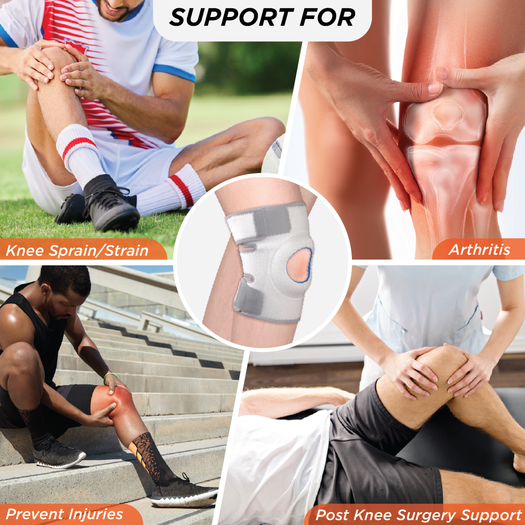 Vissco Neoprene Knee Cap | Ideal mild support for free Knee movement | Color- Grey (Single Piece)