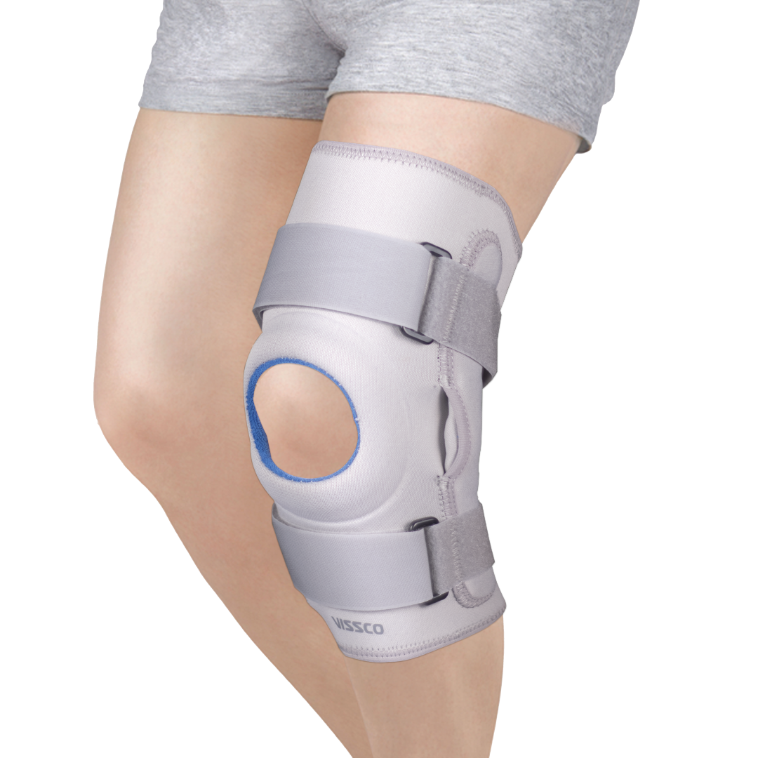 Vissco Neoprene Hinged Knee Stabilizer | Ideal moderate support for knee stability with lateral and medial hinges| Color - Grey (Single Piece)
