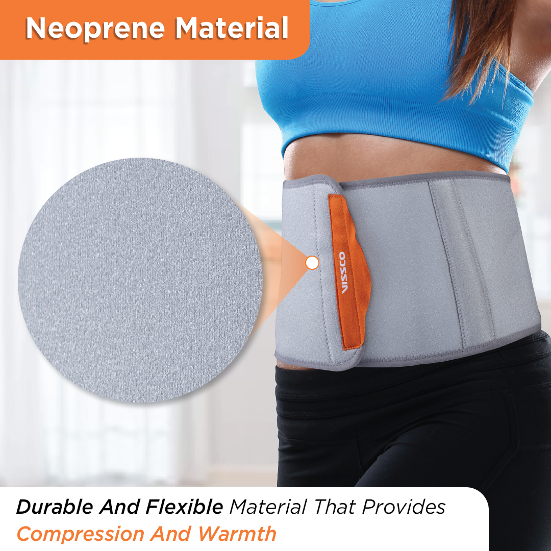 Vissco Neoprene 8" Abdominal Belt | Supports the Weak Abdominal Muscles & Helps in Blood Circulation (Grey)