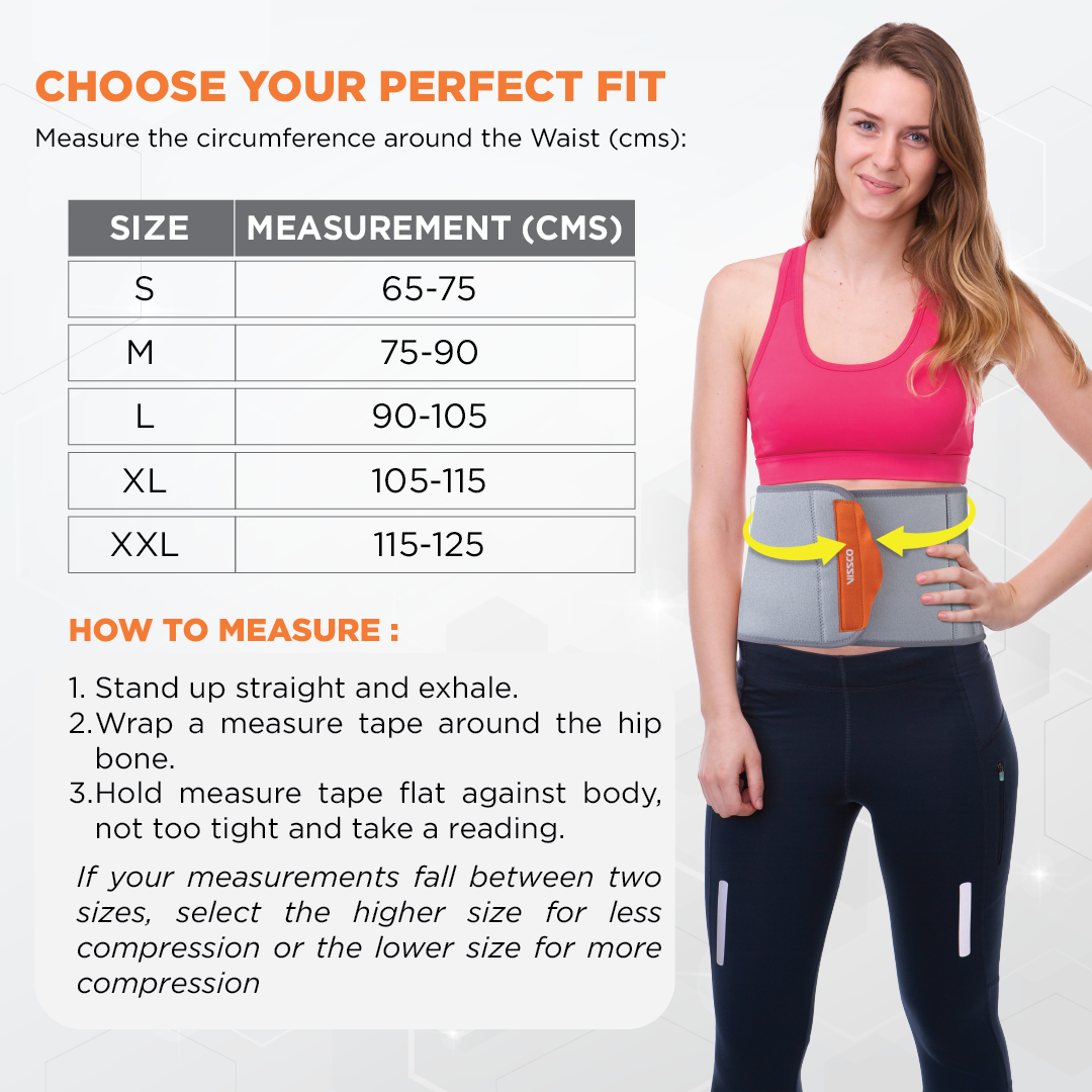 Vissco Neoprene 8" Abdominal Belt | Supports the Weak Abdominal Muscles & Helps in Blood Circulation (Grey)