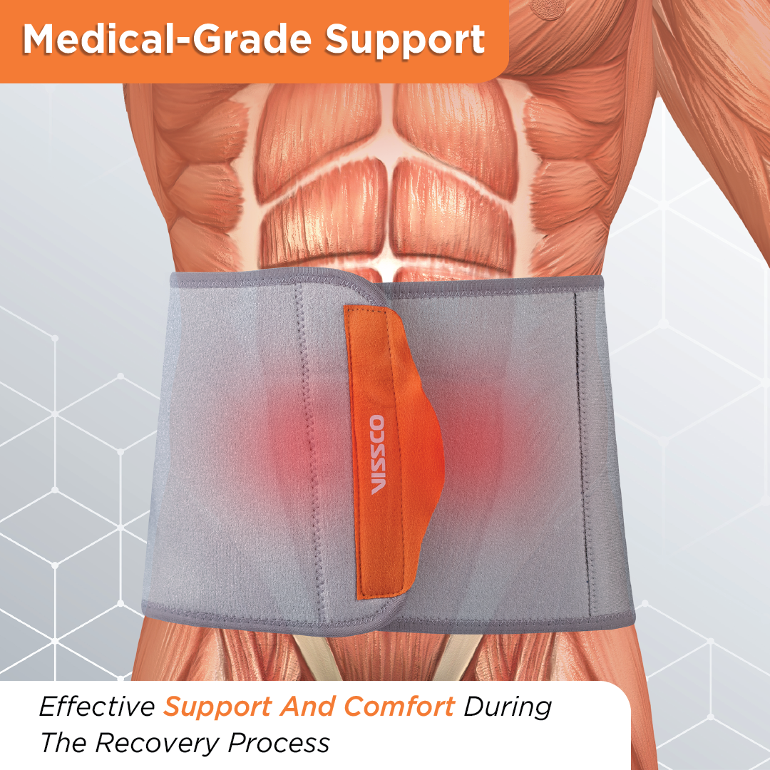 Vissco Neoprene 8" Abdominal Belt | Supports the Weak Abdominal Muscles & Helps in Blood Circulation (Grey)