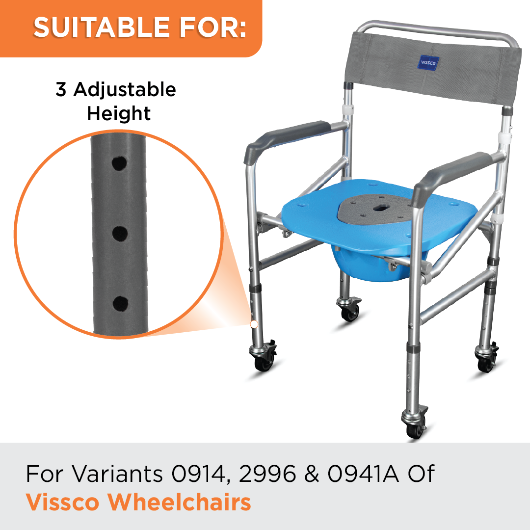 Vissco Commode Leg Castor | Comes With Pipe & Attached Wheels - (1 Pair)