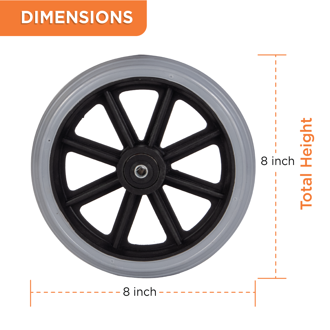 Vissco Wheelchair Small Front Wheel | Tyre Castor With 8" or 200mm With Bearings - (1 Piece)