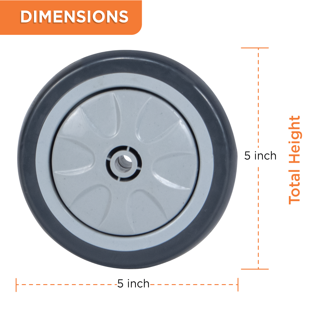 Vissco Wheelchair Back Side Small Wheel WIth  5" Diameter - (1 Piece)