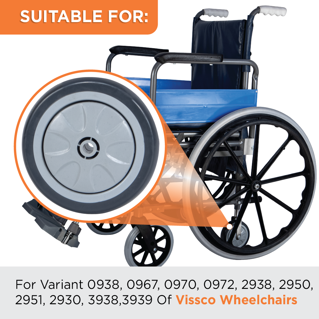 Vissco Wheelchair Back Side Small Wheel WIth  5" Diameter - (1 Piece)