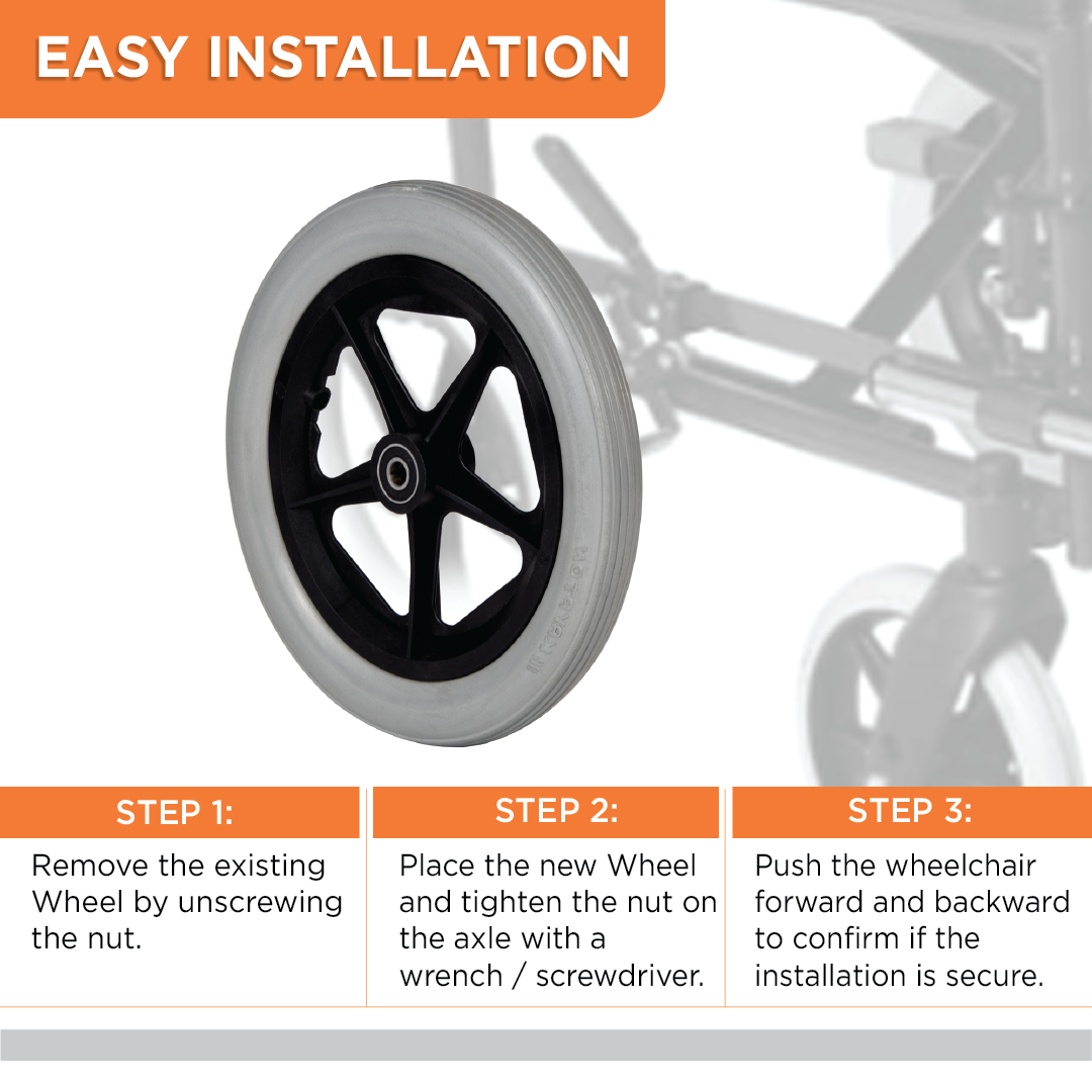 Vissco Institutional Wheelchair With 12" PU Wheel - (1 Piece)