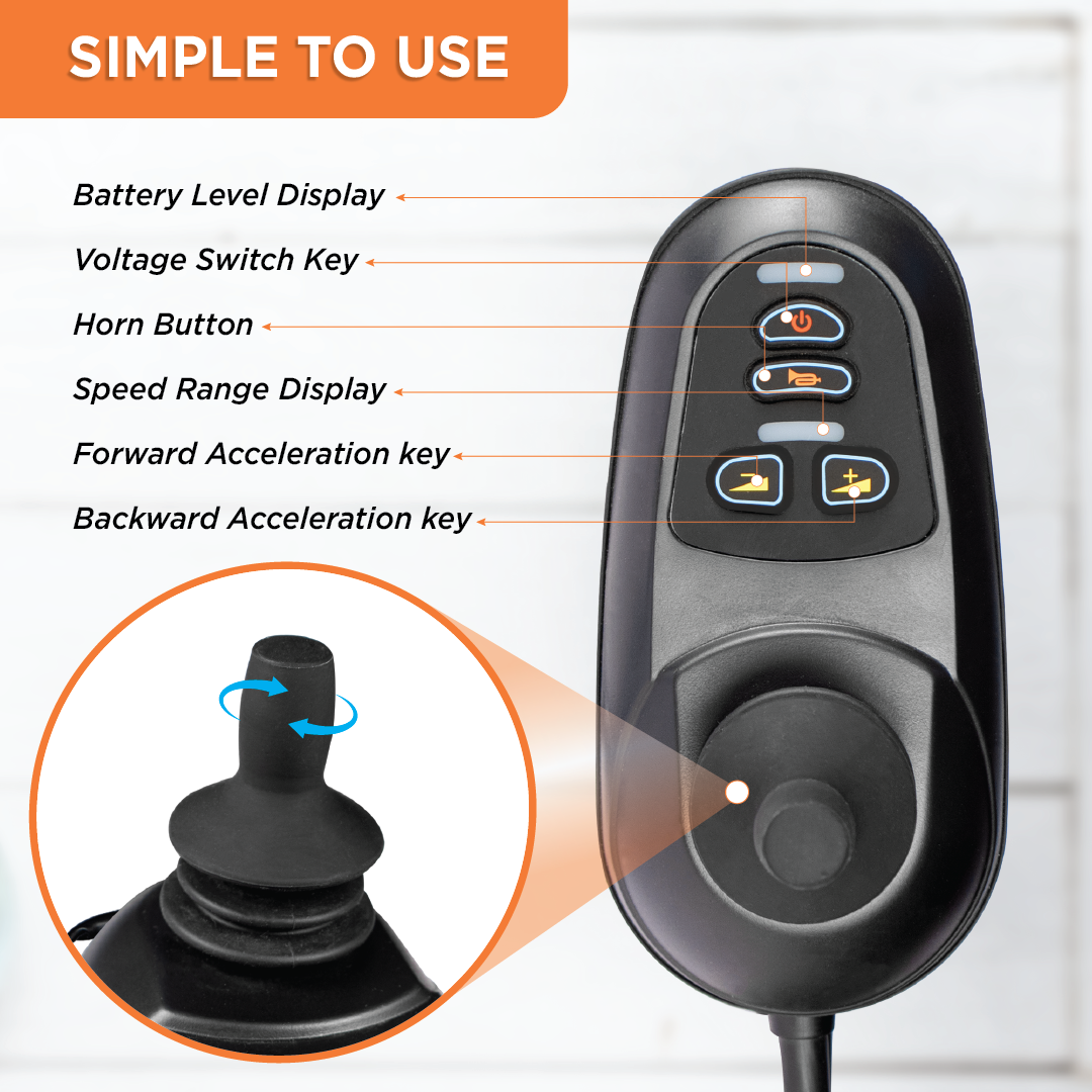 Vissco Joy Stick With Small Connector For Zip Lite | Wheelchair - 2974 (Single Battery)