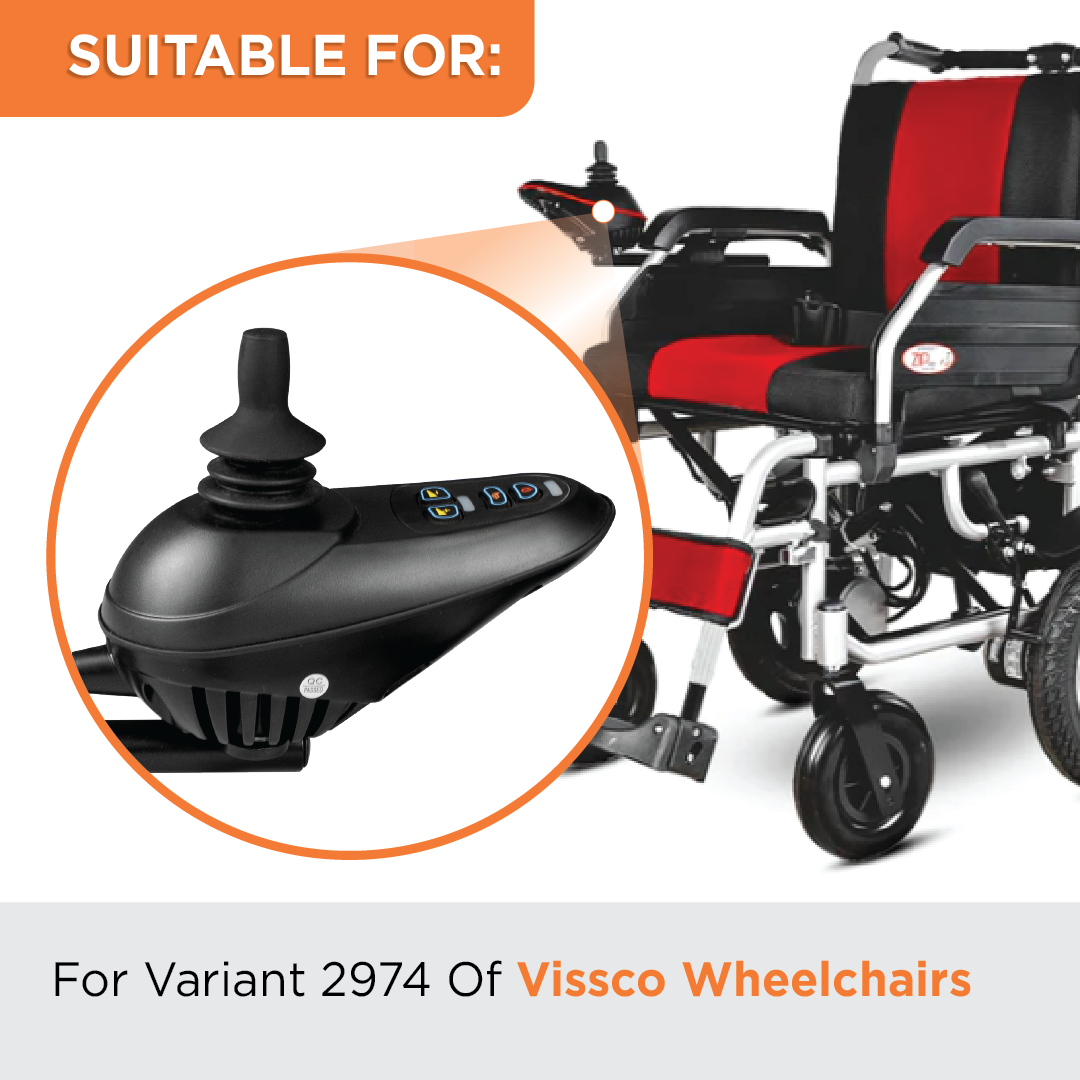 Vissco Joy Stick With Small Connector For Zip Lite | Wheelchair - 2974 (Single Battery)
