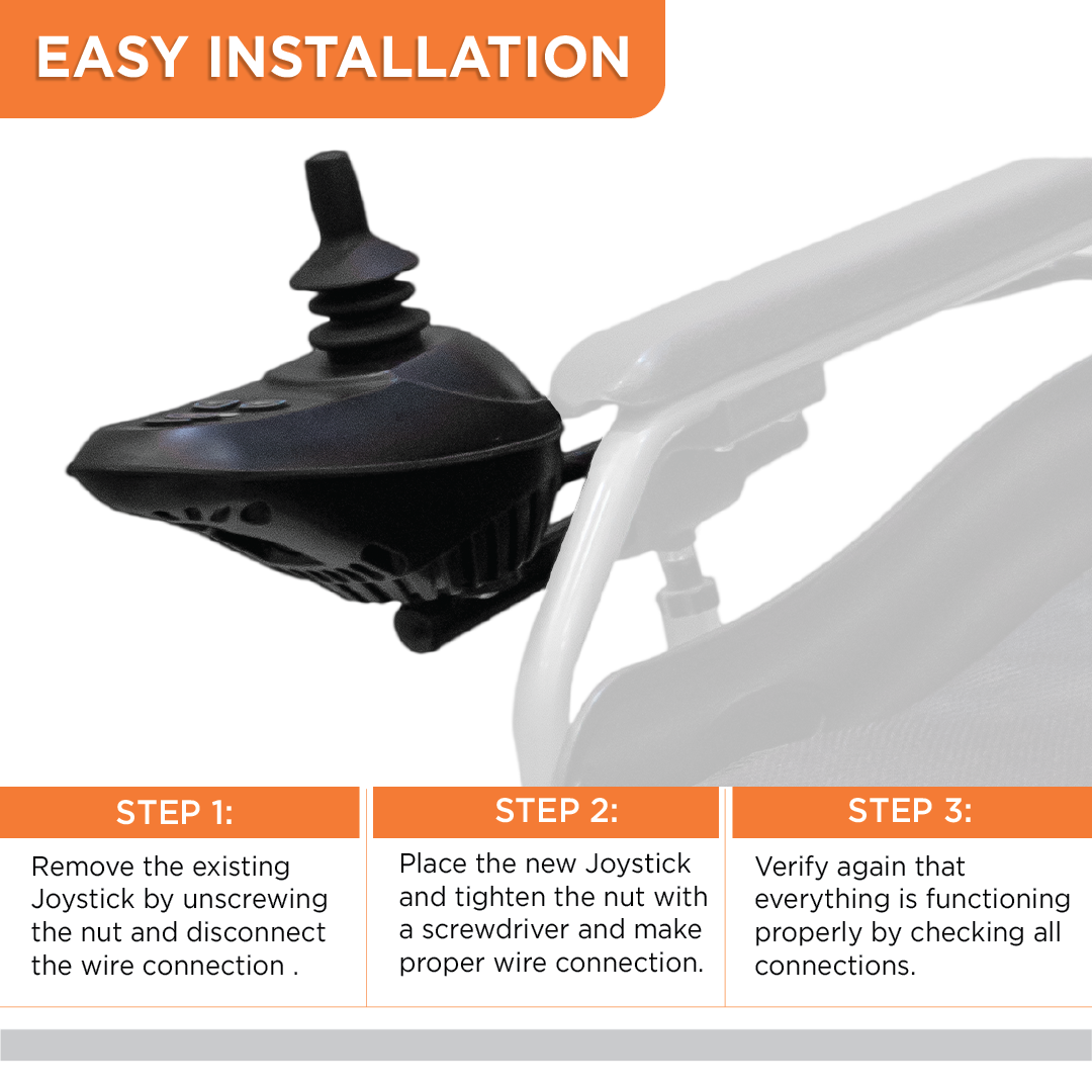 Vissco Joy Stick With Small Connector For Zip Lite | Wheelchair - 2974 (Single Battery)