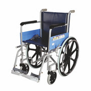 Classic Wheelchair With Fixed Big Wheel | Folding Mechanism & Fixed Armrest for Elderly & Physically Challenged | Weight Bearing Capacity 110kg (Grey) - Vissco Next