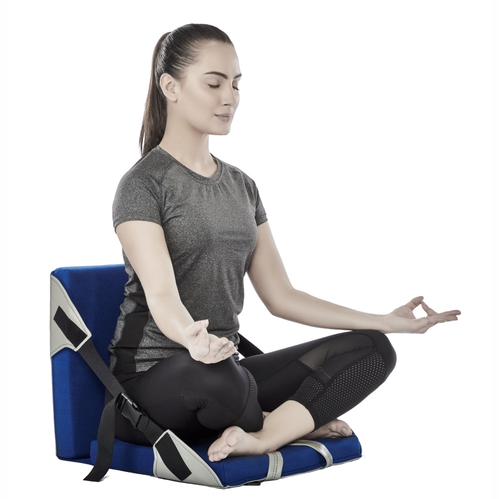 Orthopaedic Back Rest for Yoga| Helps to Correct Posture of the Low Back during Yoga (Blue) - Vissco Next