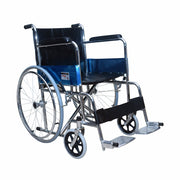 Vissco Rodeo Plus Wheelchair With Spoke Wheels | Fixed Handle | Swingable Footrest | Chrome Plated | Weight Capacity 100kg (Grey)