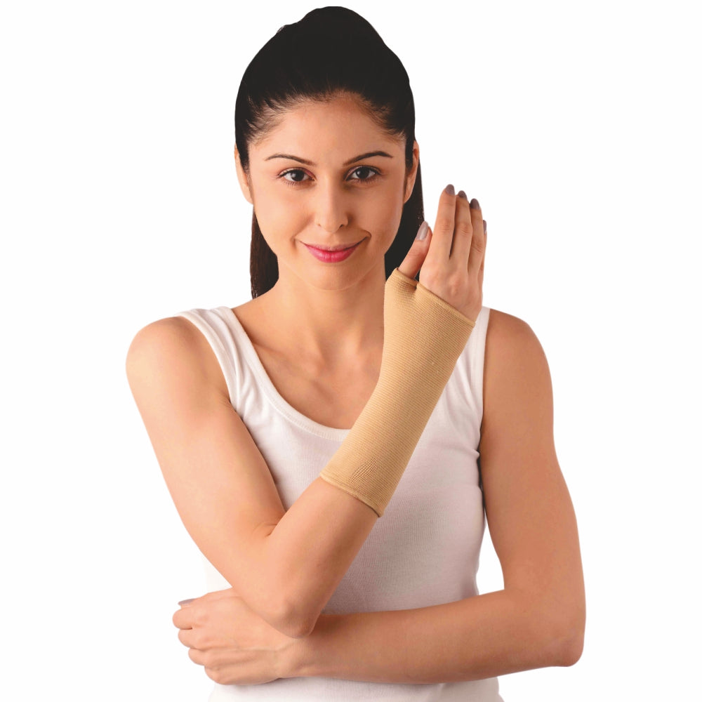 Elastic Pullover Wrist Support for Forearm & Carpal | Helps to Improve Blood Flow & Reduce Stiffness (Beige) - Vissco Next