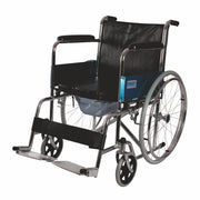 Vissco Comfort Lite Wheelchair with Commode | Back Rest and Arm Rest | Adjustable Height | Foldable | Weight Capacity 100kg | Color (Black)