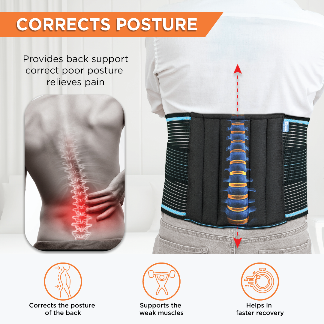 Vissco Lumboset Belt (Basic) - Mild Support | Provides Support to the  Back | Relief from Back & Abdomen Pain (Black)