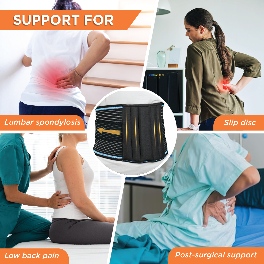 Vissco Lumboset Belt (Basic) - Mild Support | Provides Support to the  Back | Relief from Back & Abdomen Pain (Black)